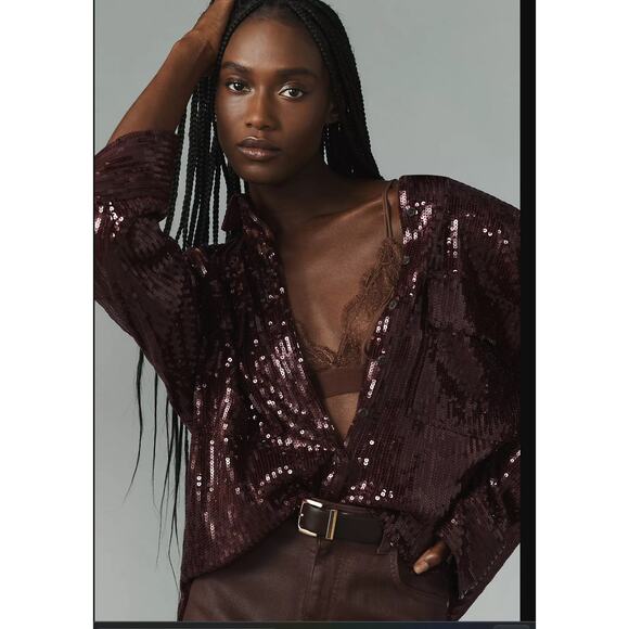 Anthropologie Pilcro Sequin Buttondown Shirt - New XS - Picture 1 of 5